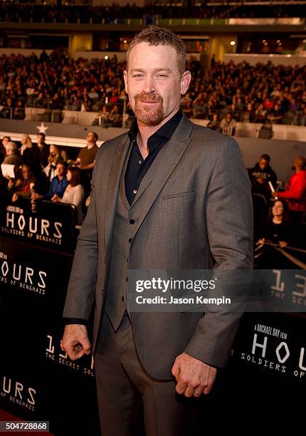 Actor Max Martini attends the Dallas Premiere of the Paramount Pictures film 13 Hours: The Secret Soldiers of Benghazi at the AT&T Dallas Cowboys...