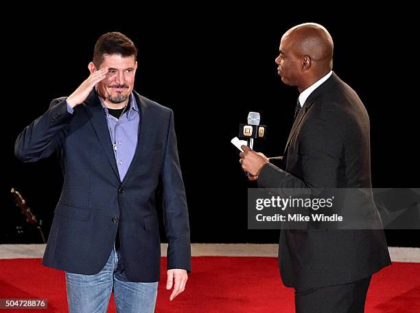 Kris "Tanto" Paronto and TV personality Kevin Frazier attend the Dallas Premiere of the Paramount Pictures film 13 Hours: The Secret Soldiers of...