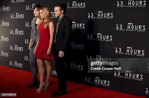 Neil Perry, Kimberly Perry, and Reid Perry of The Band Perry attend the Dallas Premiere of the Paramount Pictures film 13 Hours: The Secret Soldiers...