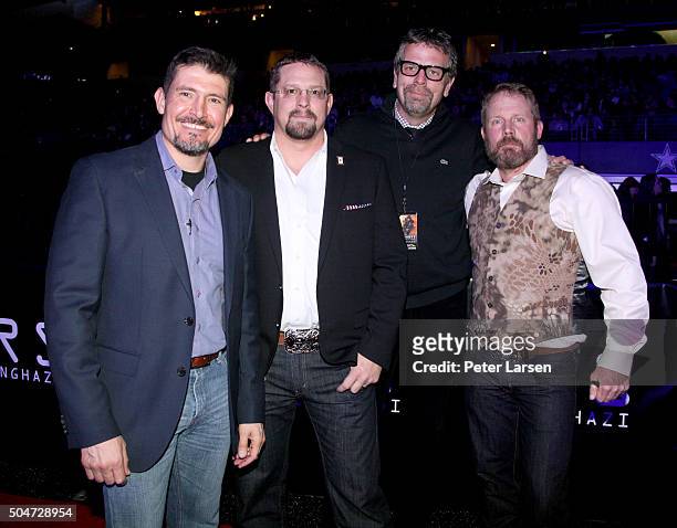 Kris "Tanto" Paronto, John "Tig" Tiegen, President Motion Picture Group Paramount Pictures, Marc Evans, and Mark "Oz" Geist attend the Dallas...