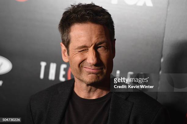 Actor David Duchovny attends the premiere of Fox's "The X-Files" at California Science Center on January 12, 2016 in Los Angeles, California.