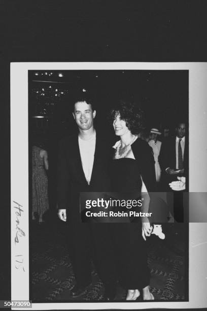 Actor Tom Hanks & actress wife Rita Wilson at movie premiere of A League of Their Own at Ziegfield Theater.