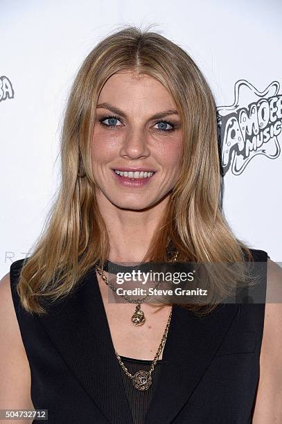 Model Angela Lindvall attends Stella McCartney Autumn 2016 Presentation at Amoeba Music on January 12, 2016 in Los Angeles, California.