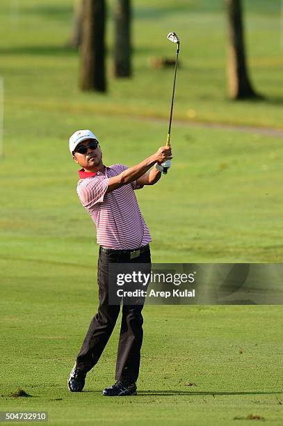 Shingo Katayama of Team Asia pictured during the practice round ahead of Eurasia 2016 presented by DRB-HICOM at Glenmarie G&CC on January 13, 2016 in...