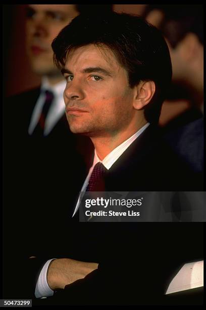 Pres-elect Clinton's communications dir. George Stephanopoulos at press conf. .