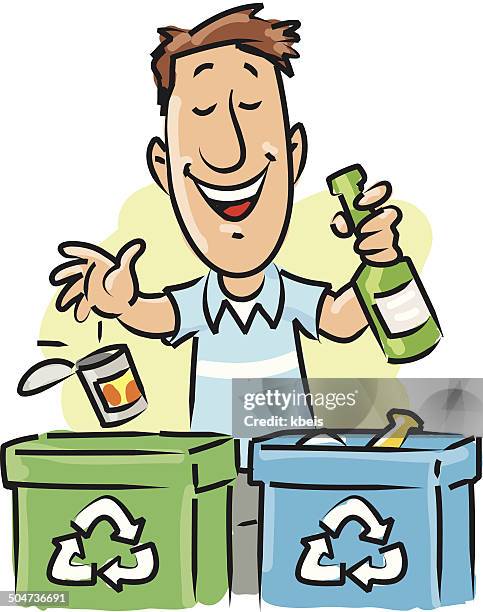 man separating garbage - guy-throwing-out-garbage-drawing stock illustrations