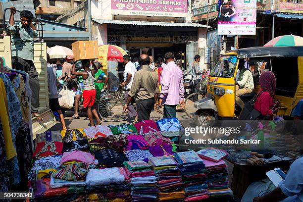 Busy street in George Town area in Chennai. Life in Chennai gets back to normalcy after the devastating floods in December 2015. George Town area...