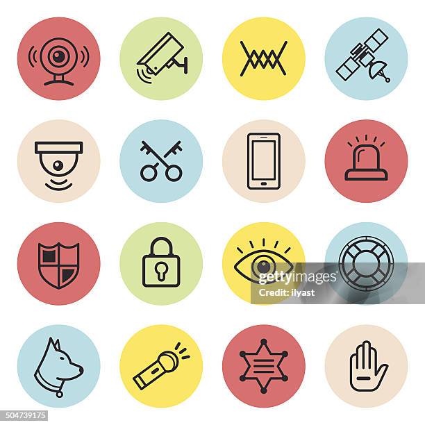 security icon set - neighborhood crime watch stock illustrations