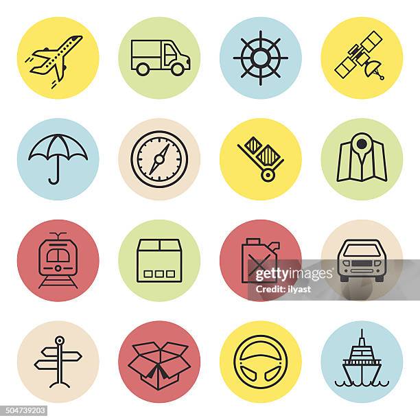 transportation icon set - airplane refueling stock illustrations