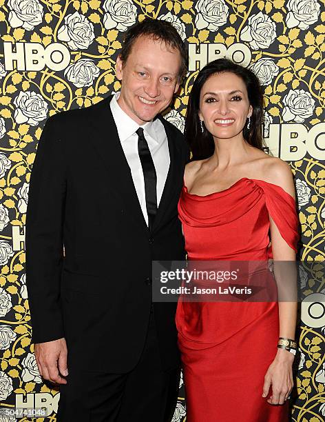 Alec Berg and Michele Maika attend HBO's post 2016 Golden Globe Awards party at Circa 55 Restaurant on January 10, 2016 in Los Angeles, California.