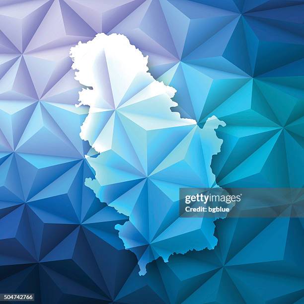 serbia on abstract polygonal background - low poly, geometric - belgrade stock illustrations