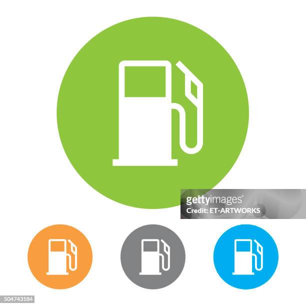 gas station icons. vector - fuel nozzle stock illustrations