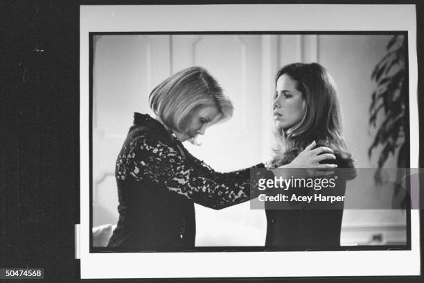 Comedian/actress Joan Rivers w. Hands on shoulders of daughter Melissa in scene fr. Tears & Laughter: The Joan & Melissa Rivers Story, an...
