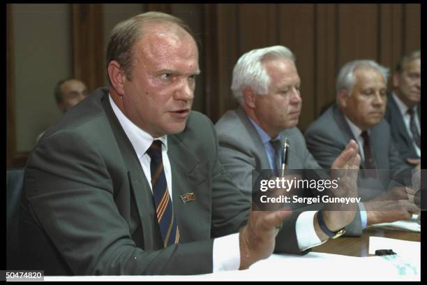 Pro-communist legislator Gennadi Zyuganov speaking at State Duma .