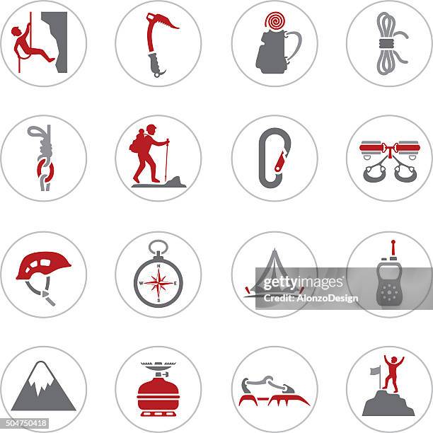 stockillustraties, clipart, cartoons en iconen met climbing icons - crampon