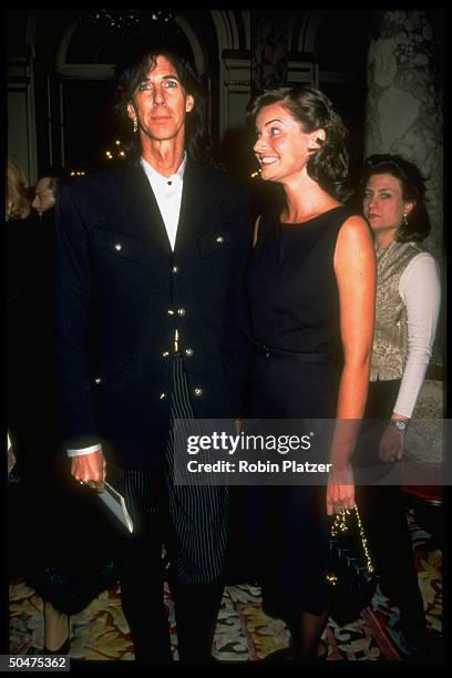 Pop star Rick Ocasek w. Model wife Paulina Porizkova at premiere of film Jefferson in Paris.