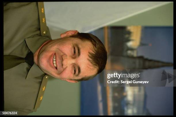 Lieut. Gen. Alexander Lebed speaking during TIME interview w. John Kohan & Yuri Zarakhovich in his office in Tiraspol, Moldova.