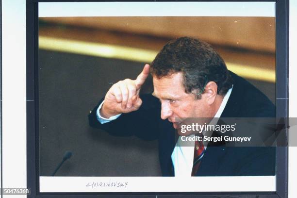 Russian nationalist Liberal Democratic Party ldr. Vladimir Zhirinovsky addressing State Duma.