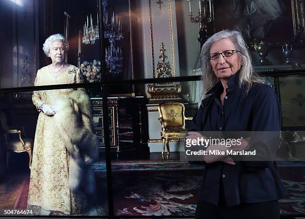 Annie Leibovitz attends the press Preview of "WOMEN: New Portraits" The Wapping Project on January 13, 2016 in London, England.
