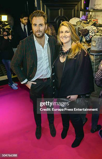 Raul Prieto and Carlota Corredera attend the presentation of the first shoes collection by Maria Teresa Campos on January 12, 2016 in Madrid, Spain.