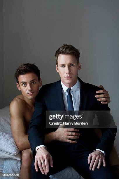 Competitive diver Tom Daley and screenwriter Dustin Lance Black are photographed for Out magazine on November 7, 2015 in London, England.