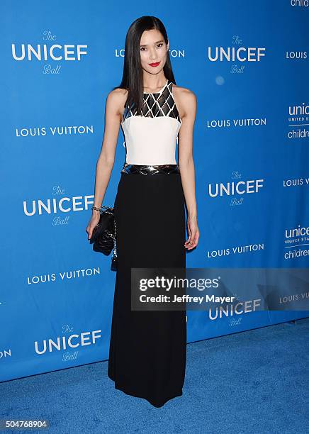 Actress Tao Okamoto arrives at the 6th Biennial UNICEF Ball at the Beverly Wilshire Four Seasons Hotel on January 12, 2016 in Beverly Hills,...