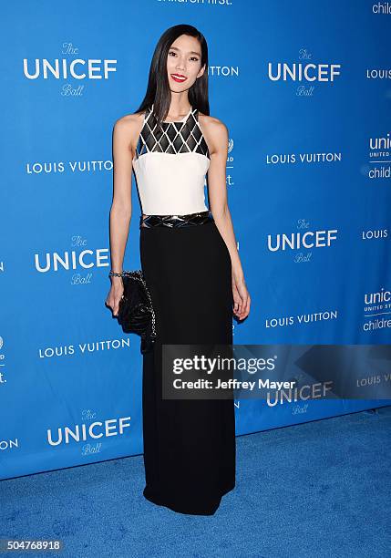 Actress Tao Okamoto arrives at the 6th Biennial UNICEF Ball at the Beverly Wilshire Four Seasons Hotel on January 12, 2016 in Beverly Hills,...