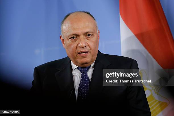 Sameh Shoukry, Foreign Minister of Egypt on January 13, 2016 in Berlin, Germany.