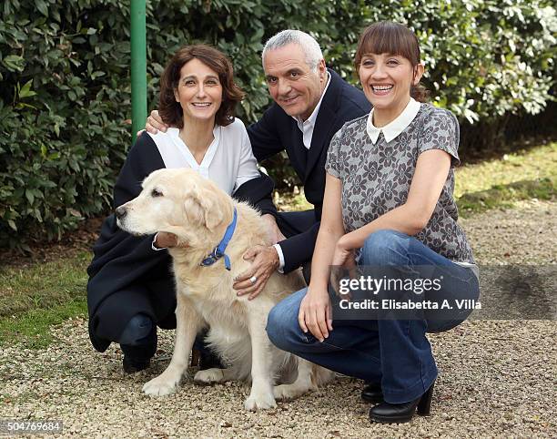 Lorenza Indovina, Giorgio Panariello, Lucia Ocone and Thomas attend a photocall for 'Tutti Insieme All'Improvviso' on January 13, 2016 in Rome, Italy.