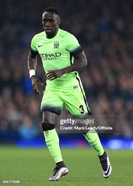 Bacary Sagna of Man City in action during the Capital One Cup Semi-Final First Leg match between Everton and Manchester City at Goodison Park on...