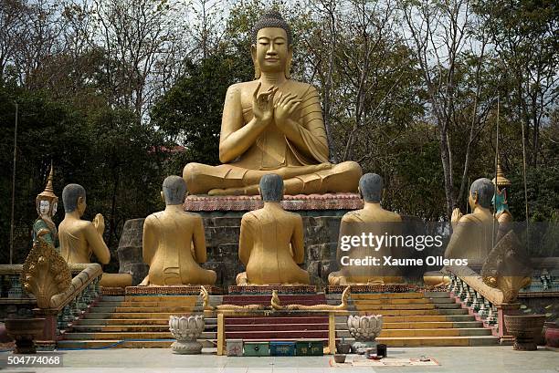 Statue of Buddha is seen at a temple in Kampong Thom province on January 5, 2016 in Kampong Thom, Cambodia. Kampong Thom is Cambodia's second largest...