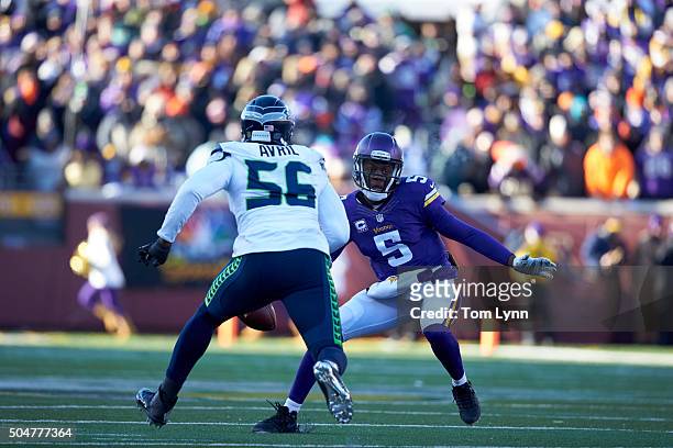 Playoffs: Minnesota Vikings QB Teddy Bridgewater in action vs Seattle Seahawks at US Bank Stadium. Minneapolis, MN 1/10/2016 CREDIT: Tom Lynn