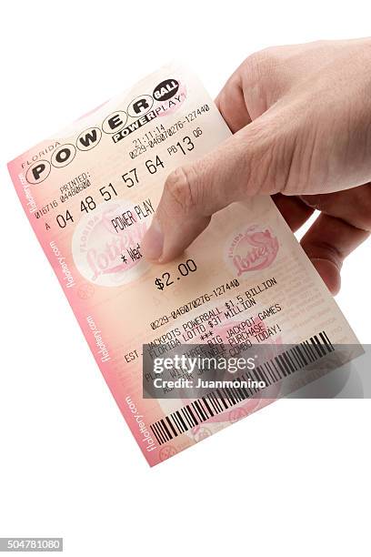 powerball lottery ticket - florida lottery stock-fotos und bilder