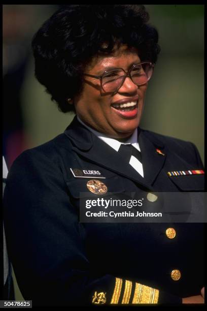 Surgeon Gen. Joycelyn Elders during WH S. Lawn event w. Health care providers.