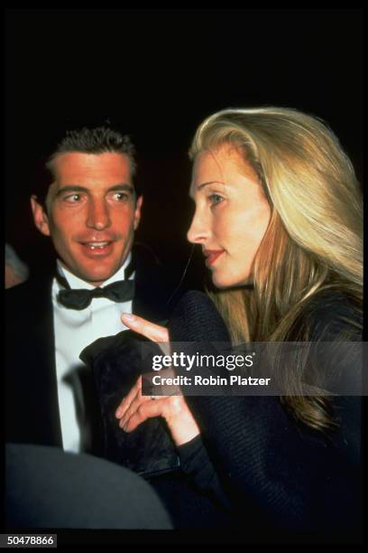 John F. Kennedy Jr. & publicist girlfriend Carolyn Bessette at Municipal Art Society fete.