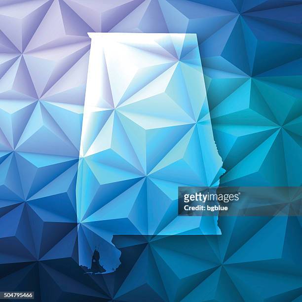 alabama on abstract polygonal background - low poly, geometric - birmingham alabama stock illustrations