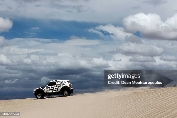 Orlando Terranova of Argentina and Bernardo Graue of Argentina in the MINI ALL4 RACING for AXION X-RAID TEAM compete on day 11 stage ten between...