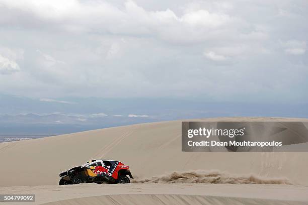 Stephane Peterhansel of France and Paul Jean Cottret of France in the PEUGEOT 2008 DKR for TEAM PEUGEOT TOTAL SOUTH AFRICA compete on day 11 stage...