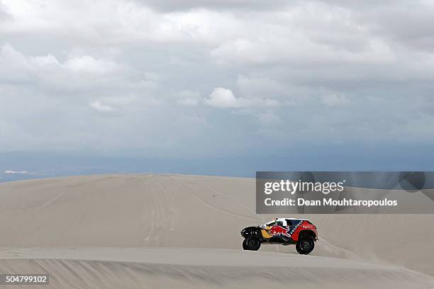 Stephane Peterhansel of France and Paul Jean Cottret of France in the PEUGEOT 2008 DKR for TEAM PEUGEOT TOTAL SOUTH AFRICA compete on day 11 stage...