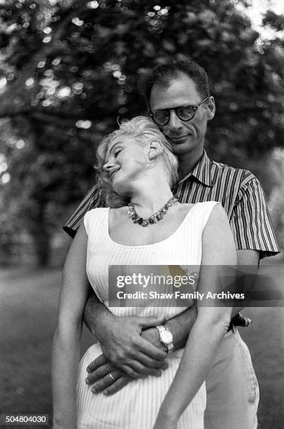 Marilyn Monroe with her husband, the playwright Arthur Miller, in 1957 in Amagansett, New York.