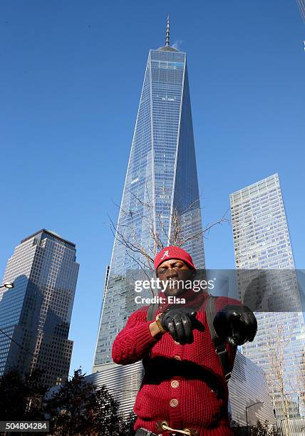 Deontay Wilder in front of One World Trade Center on January 13, 2016 in New York City.