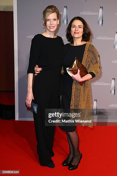 Ina Weisse and Barbara Auer attend the German Television Award at Rheinterrasse on January 13, 2016 in Duesseldorf, Germany.