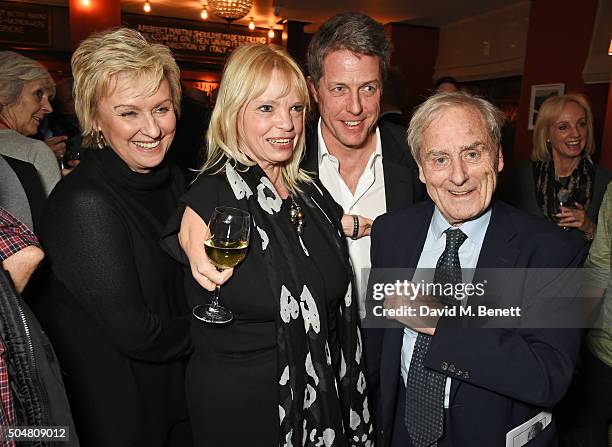 Tina Brown, Alison Wright, Hugh Grant and Harold Evans attend the film premiere of "Attacking The Devil" at Picturehouse Central on January 13, 2016...