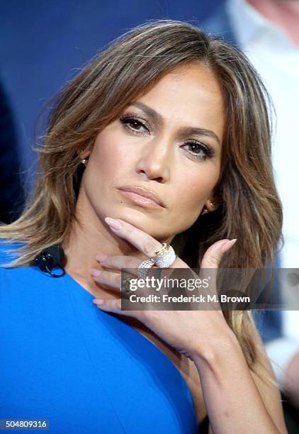 Executive producer/actress Jennifer Lopez speaks onstage during the 'Shades of Blue' panel discussion at the NBCUniversal portion of the 2015 Winter...