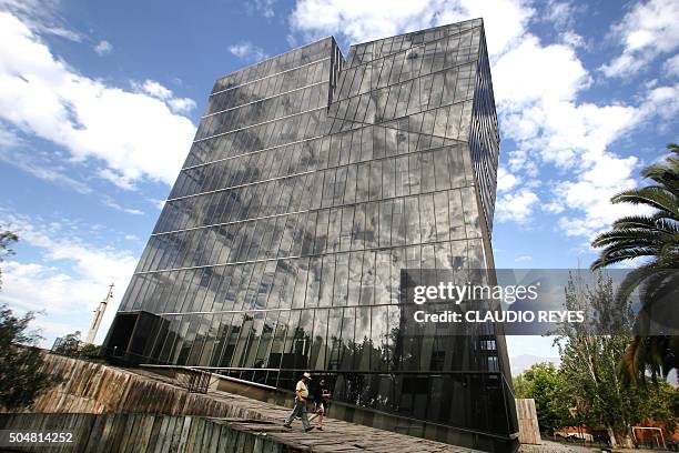 View of Chilean architect Alejandro Aravena's "Siamese Towers" in Santiago, Chile, on January 13, 2016. Chilean architect Alejandro Aravena won the...