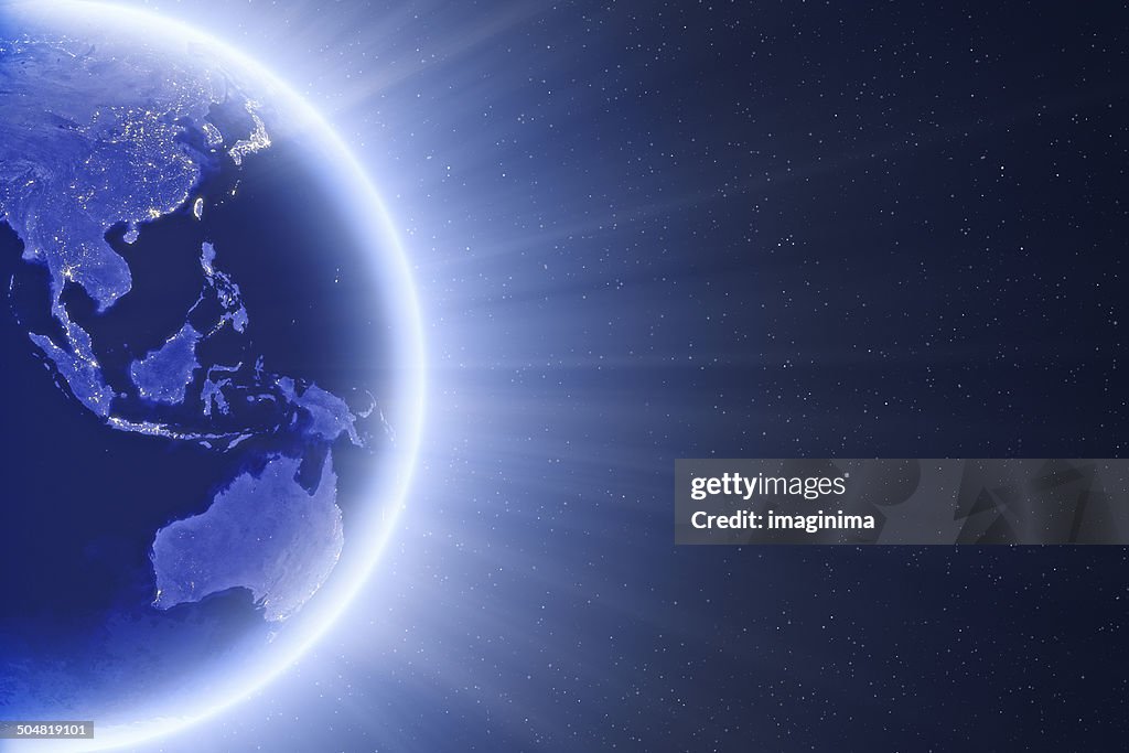 Glowing Blue Globe - East Asia And Oceania
