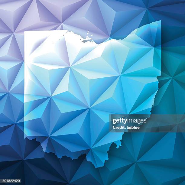 ohio on abstract polygonal background - low poly, geometric - columbus ohio map stock illustrations