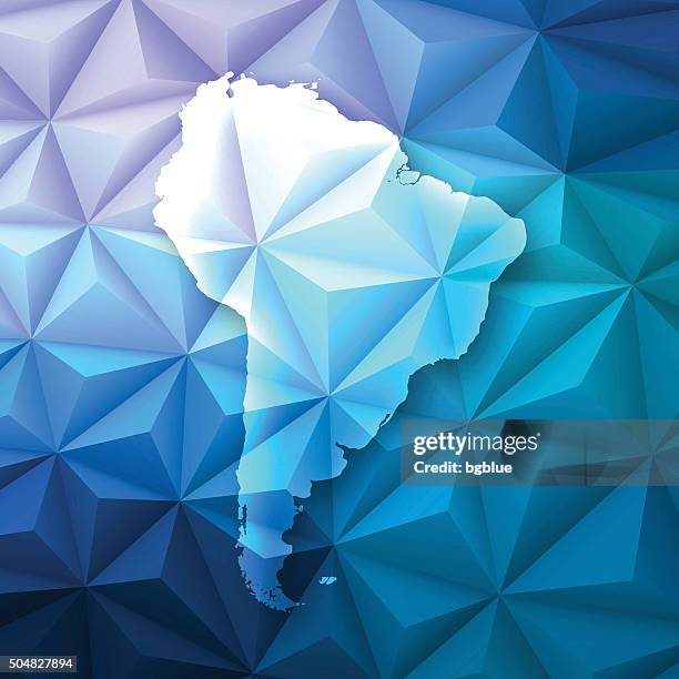 south america on abstract polygonal background - low poly, geometric - french guiana stock illustrations