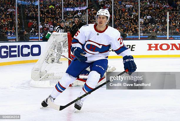 Jeff Petry of the Montreal Canadiens plays against the Boston Bruins during the 2016 Bridgestone NHL Classic at Gillette Stadium on January 1, 2016...