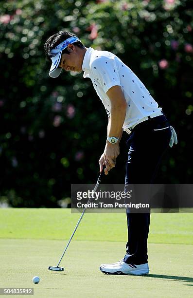 Ryo Ishikawa of Japan putts during the Sony Open In Hawaii Pro-Am tournament at Waialae Country Club on January 13, 2016 in Honolulu, Hawaii.